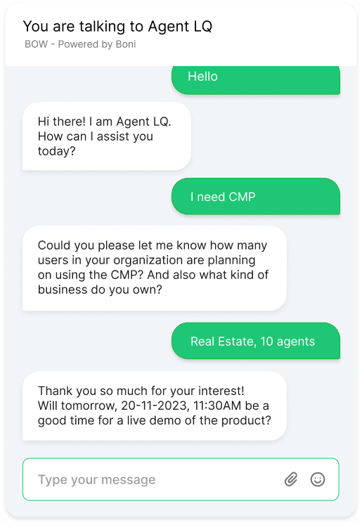 Bow Chat shared inbox conversation screen
