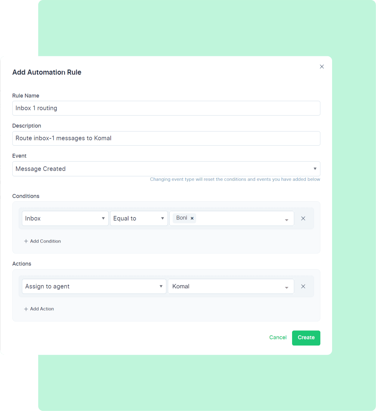 Bow Chat automation and campaign rule screen